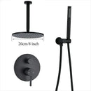 Matte black rain shower set bathroom round head and handheld spray