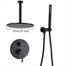 Matte black rain shower set bathroom round head and handheld spray