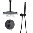 Matte black rain shower set bathroom round head and handheld spray