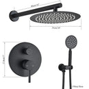 Matte black rain shower set bathroom round head and handheld spray