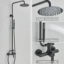 Matte black rainfall shower faucet set with hand shower for bathroom