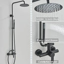 Matte black rainfall shower faucet set with hand shower for bathroom