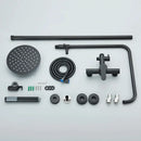 Matte black rainfall shower faucet set with hand shower for bathroom