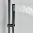 Matte black rainfall shower faucet set with hand shower for bathroom