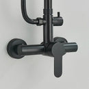 Matte black rainfall shower faucet set with hand shower for bathroom