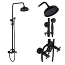 Matte black shower faucet set with handshower and tub spout bathroom