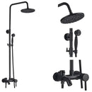 Matte black shower faucet set with handshower and tub spout bathroom
