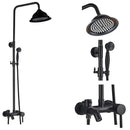 Matte black shower faucet set with handshower and tub spout bathroom
