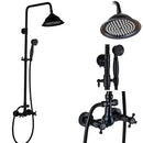 Matte black shower faucet set with handshower and tub spout bathroom