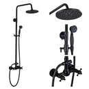 Matte black shower faucet set with handshower and tub spout bathroom
