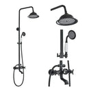 Matte black shower faucet set with handshower and tub spout bathroom