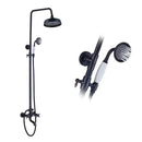 Matte black shower faucet set with handshower and tub spout bathroom