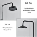 Matte black shower faucet set with handshower and tub spout bathroom