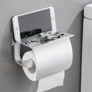 Matte black & silver toilet paper holder with shelf bathroom storage