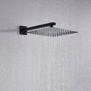 Matte black square rainfall shower faucet set for bathroom handheld spray