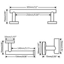 DecorBites™ Black Stainless Steel Bathroom Set: Robe Hook, Towel Rail, Shelf, Tissue Holder
