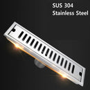 Matte black stainless steel rectangular floor drain for shower room