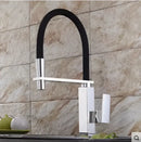 Matte black swivel kitchen faucet with pull down spray tap
