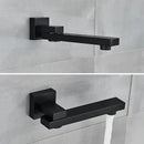 Matte black thermostatic shower faucet with ceiling shower head bathroom