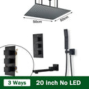 Matte black thermostatic shower faucet with ceiling shower head bathroom