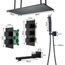 Matte black thermostatic shower faucet with ceiling shower head bathroom