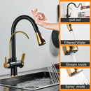 Matte black touch sensor kitchen faucet with pull down sprayer
