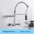 Matte black wall mounted kitchen faucet with gooseneck spout