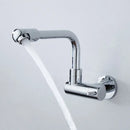 Matte black wall mounted kitchen faucet with rotating spout