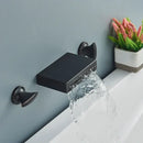 Matte black wall mounted waterfall bathroom faucet with dual handles