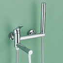 Matte black wall mounted waterfall bathtub faucet with handheld spray