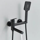 Matte black wall mounted waterfall bathtub faucet with handheld spray