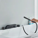 Matte black waterfall led bathtub faucet set with handheld shower bathroom