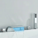 Matte black waterfall led bathtub faucet set with handheld shower bathroom