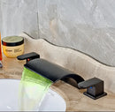 DecorBites™ Black Wide Waterfall Spout Faucet Double Handle Bathroom Mixer Taps
