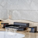 DecorBites™ Black Wide Waterfall Spout Faucet Double Handle Bathroom Mixer Taps