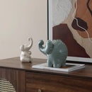 Matte sage green ceramic elephant abstract bubble sculpture living room