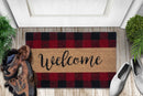 Welcome " Front Doormat With Non Slip Rubber ,Red/Black Outdoor mat