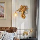 Sculptural gold violinist crystal wall lamp living room sconce