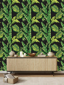 Dark Wallpaper with Palm Leaves