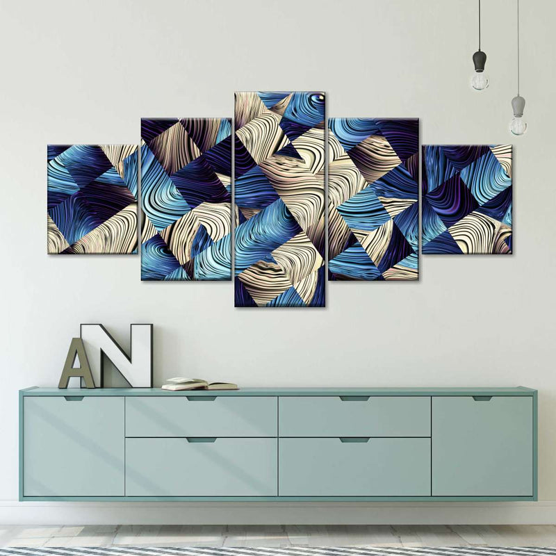 Blue Abstract Geometric Wall Art