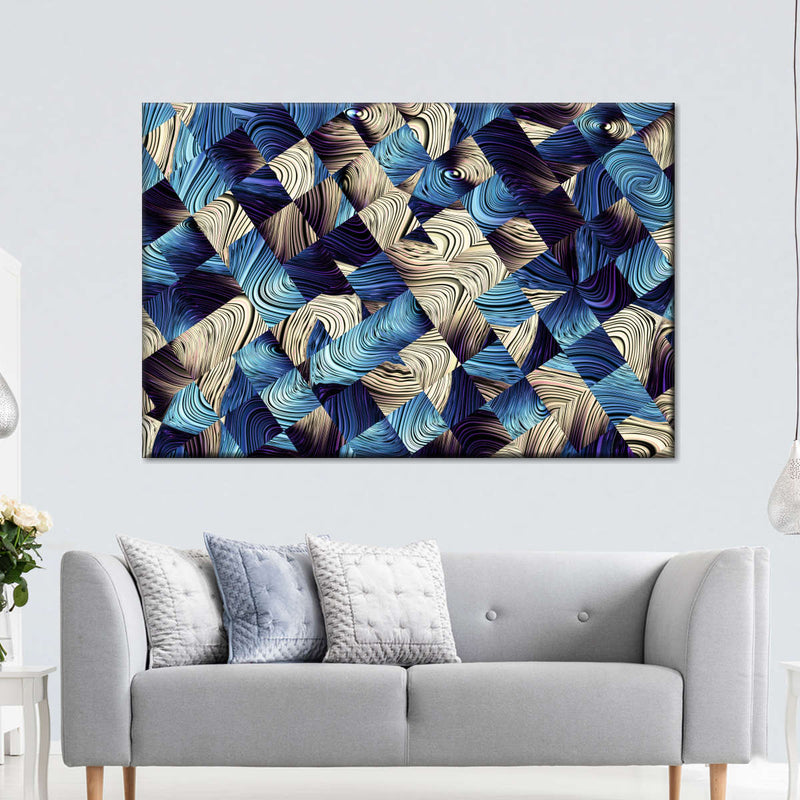 Blue Abstract Geometric Wall Art