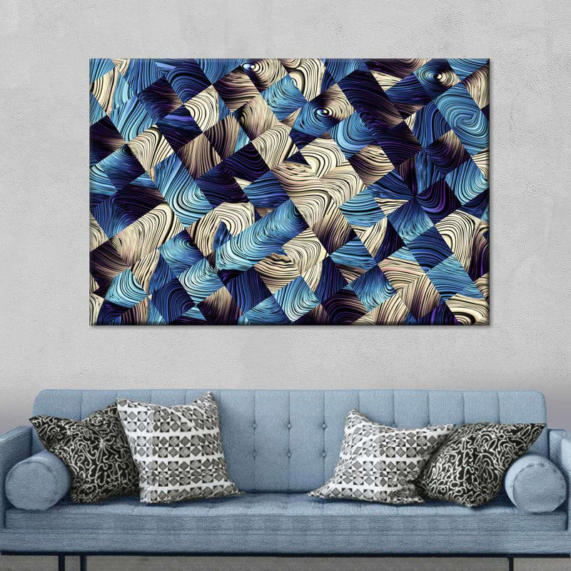 Blue Abstract Geometric Wall Art