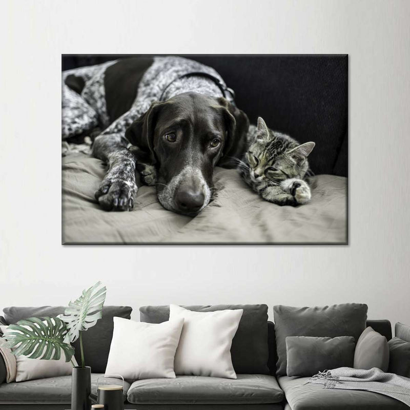 Dog And Cat Friends Wall Art