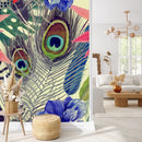 Flowers and Peacock's Feather Wallpaper