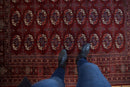 6x6.5 Vintage Fine Pakistani Bokhara Design Square Carpet
