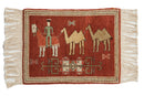 2x2.5 Vintage Pictorial Armenian Herdsman Design Square Rug Mat