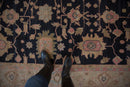 9x12 Vintage Tea Washed Indian Sultanabad Soumac Design Carpet