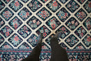 9x11.5 Vintage Pakistani Savonnerie Design Carpet