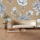 Beige Floral Wallpaper