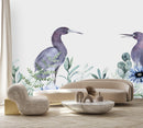 Modish Birds between Flowers Wallpaper
